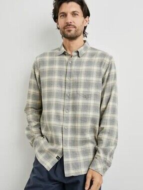 NWT Rails Men's Charcoal Desert Melange Wyatt Shirt Plaid Small 100% Cotton